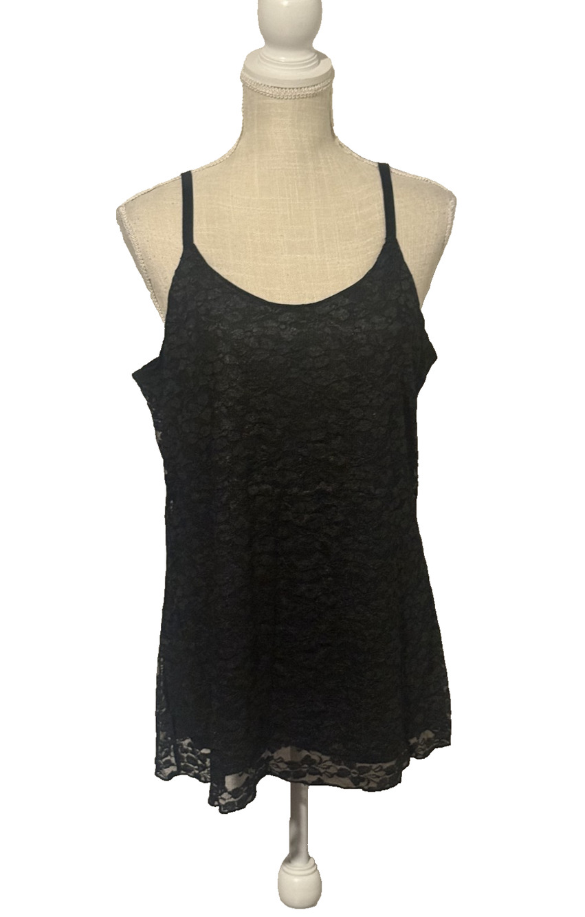 Maurices Womens Black Lace Camisole Tank Dark Fairy Whimsigoth Feminine - XL